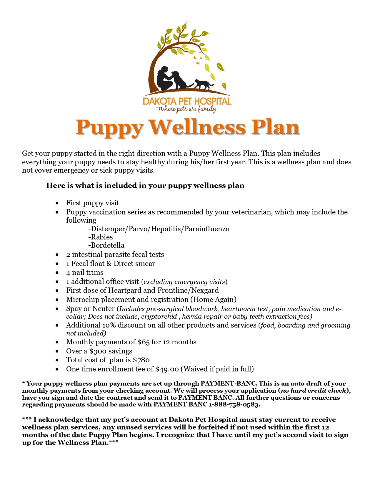 Puppy wellness plan